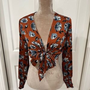 Wrap tie long sleeve top